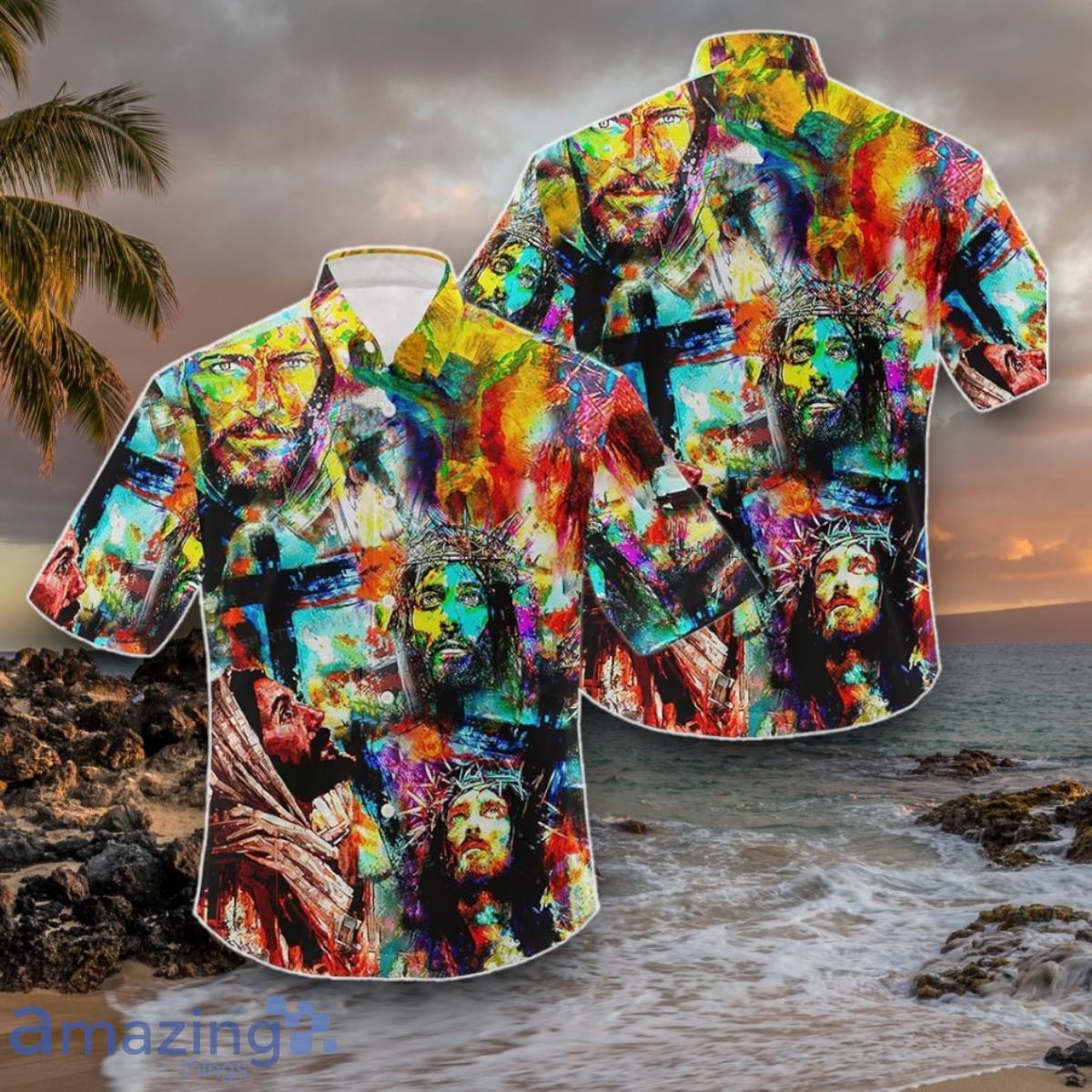 Colorful Jesus Paint Hawaiian Shirt Style Gift For Men And Women image Colorful Jesus Paint Hawaiian Shirt Style Gift For Men And Women Product Photo 1