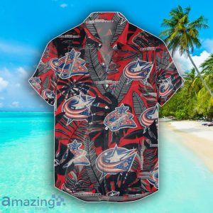 Columbus Blue Jackets Set Hawaiian Shirt And Shorts Combo Retro Style For Fans Product Photo 2