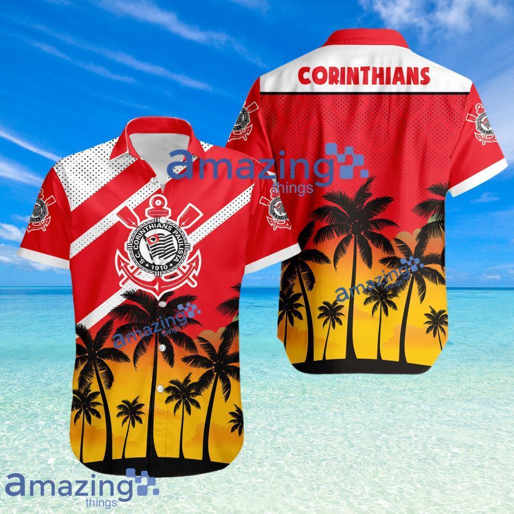 Corinthians FC Logo Button Down Hawaiian Shirt Hip Summer Trend Product Photo 1
