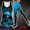 Cronulla Sharks NRL Combo Hollow Tank Top and Leggings Custom Name Gift For Women