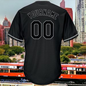 Custom Black Black-Gray Authentic Throwback Rib-Knit Custom Name & Number Baseball Jersey Shirt Style Gift Product Photo 3