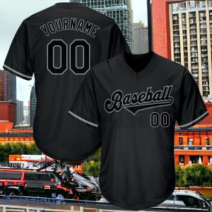 Custom Black Black-Gray Authentic Throwback Rib-Knit Custom Name & Number Baseball Jersey Shirt Style Gift Product Photo 1