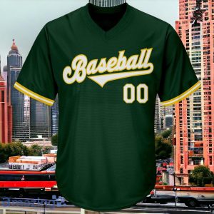 Custom Green White-Gold Authentic Throwback Rib-Knit Custom Name & Number Baseball Jersey Shirt Style Gift Product Photo 2