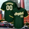 Custom Green White-Gold Authentic Throwback Rib-Knit Custom Name & Number Baseball Jersey Shirt Style Gift