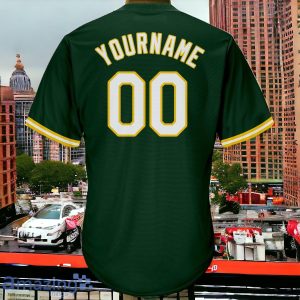 Custom Green White-Gold Authentic Throwback Rib-Knit Custom Name & Number Baseball Jersey Shirt Style Gift Product Photo 3