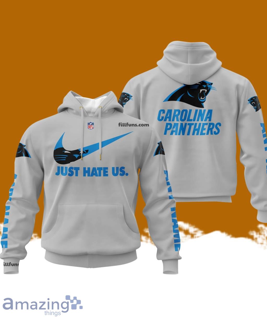 Custom Name NFL Carolina Panthers Just Hate Us Grey Hoodie 3D Printed Classic Style image Custom Name NFL Carolina Panthers Just Hate Us Grey Hoodie 3D Printed Classic Style Product Photo 1