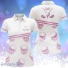 Custom Name Pink Golf Skull Pattern White Polo Shirt For Women, Golfing Gifts