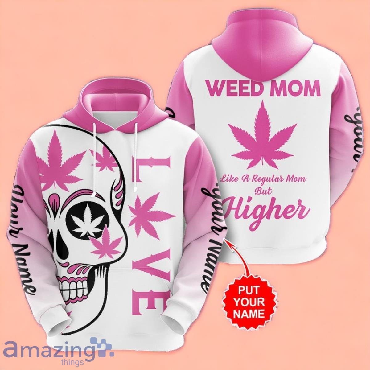 Customized Love Weed Mom With Skull Pink White 3D Hoodie Impressive Gift For Men And Women image Customized Love Weed Mom With Skull Pink White 3D Hoodie Impressive Gift For Men And Women Product Photo 1