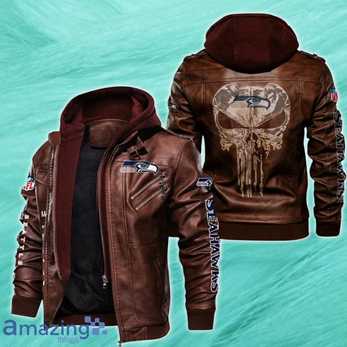 Men's Seattle Seahawks 2D Leather Jacket Style Gift image Men's Seattle Seahawks 2D Leather Jacket Style Gift Product Photo 2