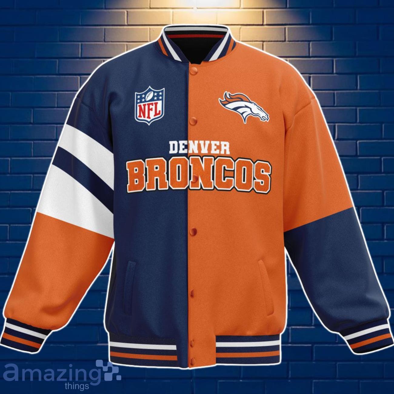 Denver Broncos Baseball Jacket Custom Number & Name Youth Style For Fans image Denver Broncos Baseball Jacket Custom Number & Name Youth Style For Fans Product Photo 3