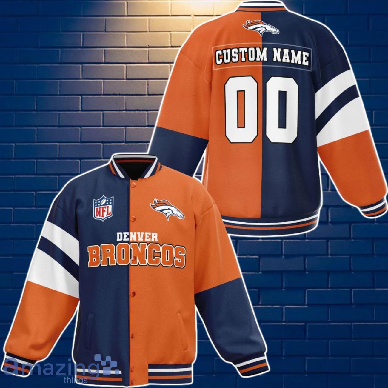 Denver Broncos Baseball Jacket Custom Number & Name Youth Style For Fans image Denver Broncos Baseball Jacket Custom Number & Name Youth Style For Fans Product Photo 1