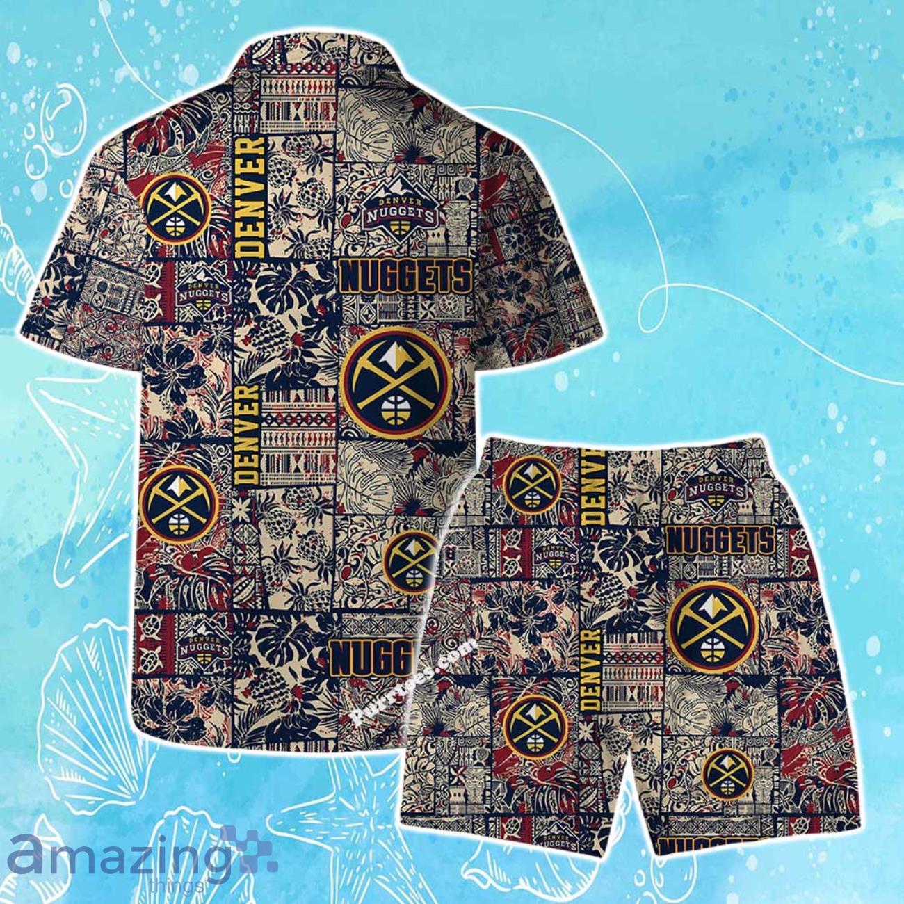 Denver Nuggets NBA Logo Vintage Floral Pattern Hawaiian Shirt & Short image Denver Nuggets NBA Logo Vintage Floral Pattern Hawaiian Shirt & Short Product Photo 2