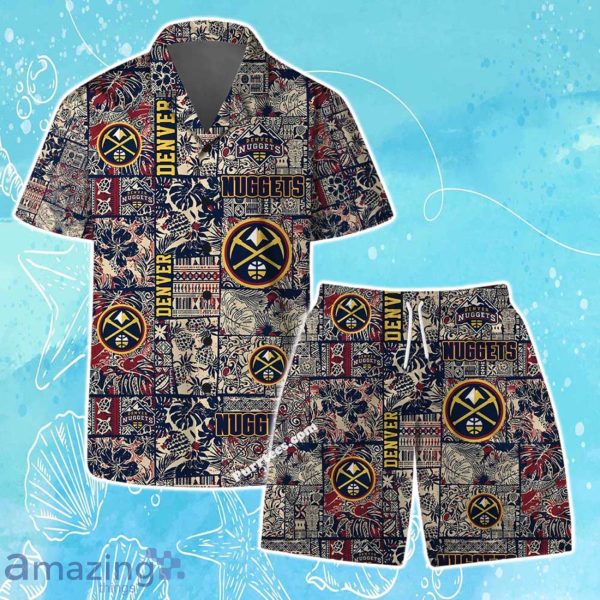 Denver Nuggets NBA Logo Vintage Floral Pattern Hawaiian Shirt & Short Product Photo 1