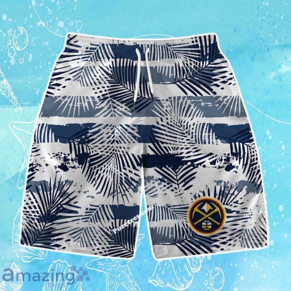 Denver Nuggets Team Logo Pattern Leaves Tropical Hawaiian Shirt & Short Product Photo 3