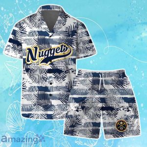 Denver Nuggets Team Logo Pattern Leaves Tropical Hawaiian Shirt & Short Product Photo 1