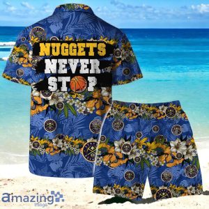 Denver Nuggets Team Logo Pattern Never Stop Hawaiian Shirt And Short Product Photo 2