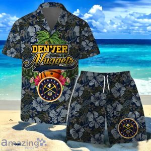 Denver Nuggets Team Logo Pattern Retro Hawaiian Shirt And Short Product Photo 1