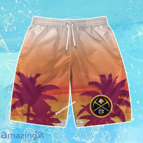 Denver Nuggets Team Logo Pattern Sunset Tropical Hawaiian Shirt & Short Product Photo 3