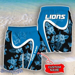 Detroit Lions NFL Floral Hawaiian Shirt And Shorts Custom Name Casual Comfort Combo For Fans Product Photo 3