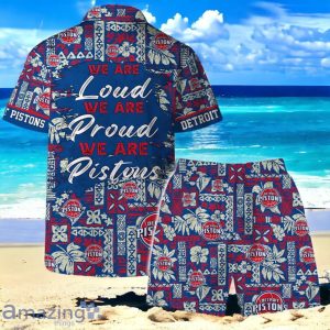 Detroit Pistons Team Logo Pattern Classic Hawaiian Shirt And Short Product Photo 2