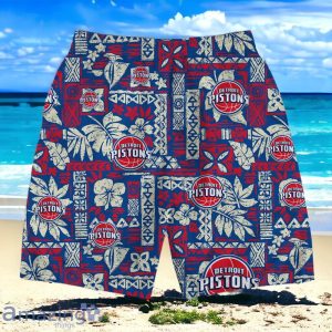 Detroit Pistons Team Logo Pattern Classic Hawaiian Shirt And Short Product Photo 4
