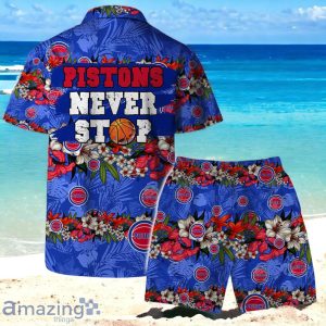 Detroit Pistons Team Logo Pattern Never Stop Hawaiian Shirt And Short image Detroit Pistons Team Logo Pattern Never Stop Hawaiian Shirt And Short Product Photo 2