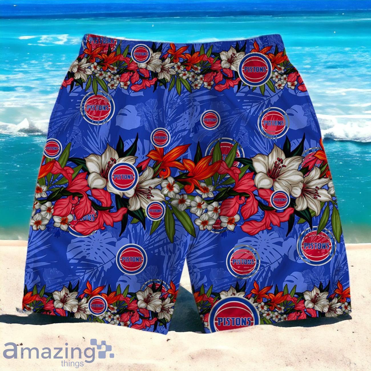 Detroit Pistons Team Logo Pattern Never Stop Hawaiian Shirt And Short image Detroit Pistons Team Logo Pattern Never Stop Hawaiian Shirt And Short Product Photo 4