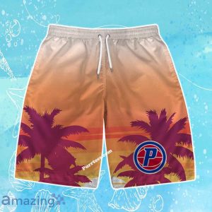 Detroit Pistons Team Logo Pattern Sunset Tropical Hawaiian Shirt & Short Product Photo 3