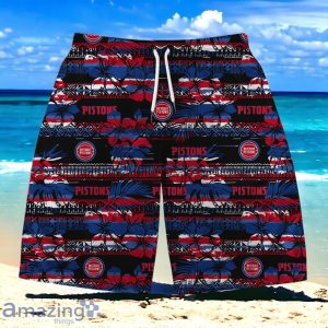 Detroit Pistons Team Logo Pattern Vintage Hawaiian Shirt And Short Product Photo 3