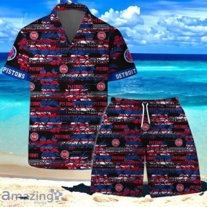 Detroit Pistons Team Logo Pattern Vintage Hawaiian Shirt And Short Product Photo 1