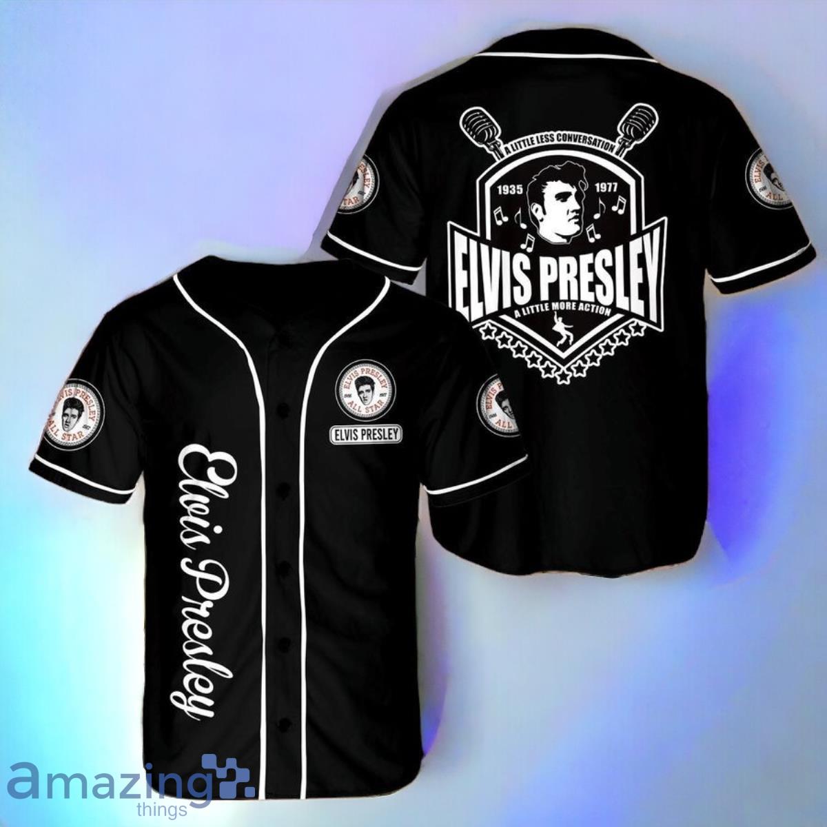 Elvis Presley A Little Less Conversation Jersey Baseball Shirt Style Gift Shirt image Elvis Presley A Little Less Conversation Jersey Baseball Shirt Style Gift Shirt Product Photo 1