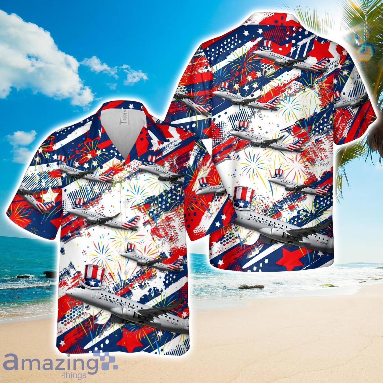 Embraer 175 (E175) Envoy Air, 4th Of July Hawaiian Shirt Aloha Beach Shirt image Embraer 175 (E175) Envoy Air, 4th Of July Hawaiian Shirt Aloha Beach Shirt Product Photo 1