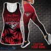 Essendon Bombers AFL Combo Hollow Tank Top and Leggings Custom Name Gift For Women