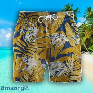 Nashville Predators Set Hawaiian Shirt And Shorts Combo Retro Style For Fans image Nashville Predators Set Hawaiian Shirt And Shorts Combo Retro Style For Fans Product Photo 3