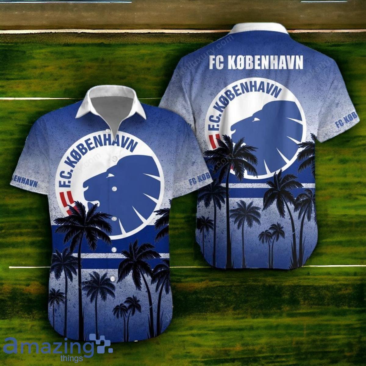 F.C. København Blue Palm Tree Hawaiian Shirt Style Gift Product Photo 1