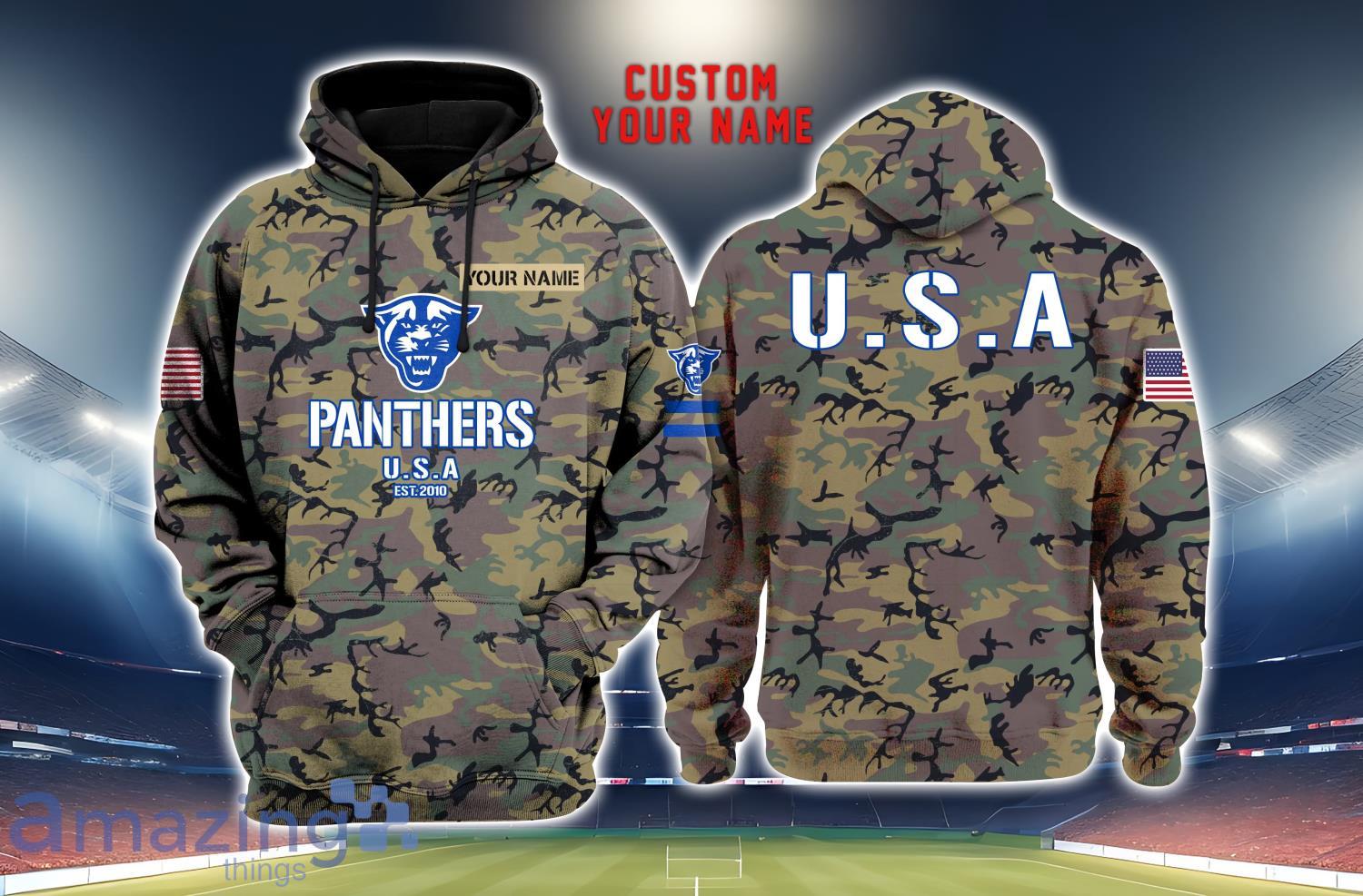 Georgia State Panthers 3D Printing Army Camo Pattern Unisex Hoodies Custom Name For Fans image Georgia State Panthers 3D Printing Army Camo Pattern Unisex Hoodies Custom Name For Fans Product Photo 1