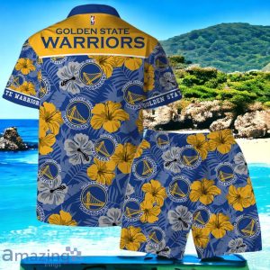Golden State Warriors NBA Team Logo Hawaiian Shirt And Short Vintage Pattern Product Photo 2