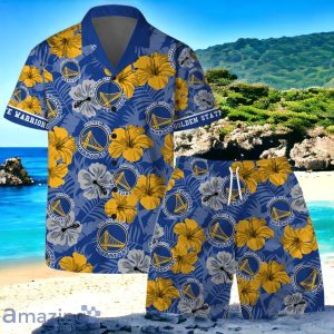 Golden State Warriors NBA Team Logo Hawaiian Shirt And Short Vintage Pattern Product Photo 1