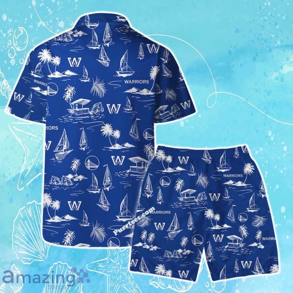 Golden State Warriors Team Logo Beach Vibes Pattern Hawaiian Shirt & Short Product Photo 2