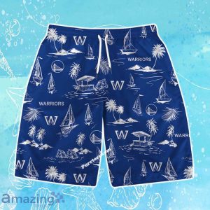 Golden State Warriors Team Logo Beach Vibes Pattern Hawaiian Shirt & Short Product Photo 3