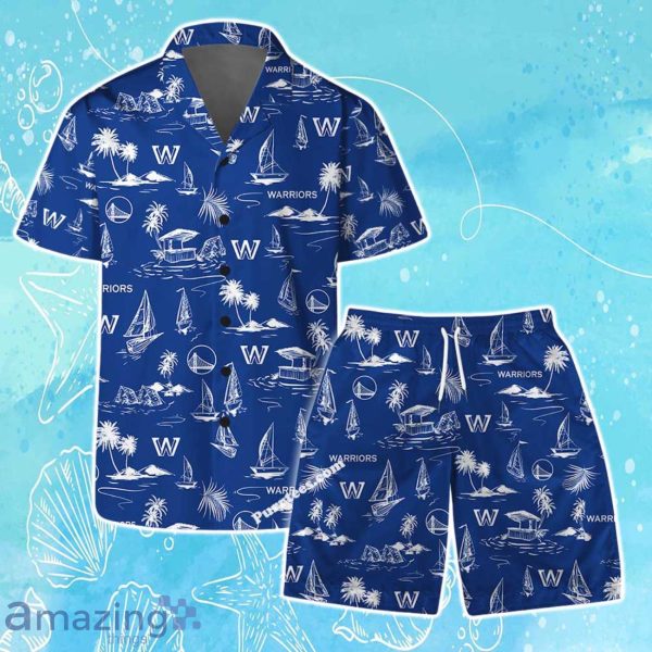 Golden State Warriors Team Logo Beach Vibes Pattern Hawaiian Shirt & Short Product Photo 1