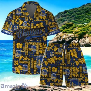 Golden State Warriors Team Logo Pattern Classic Hawaiian Shirt And Short Product Photo 1