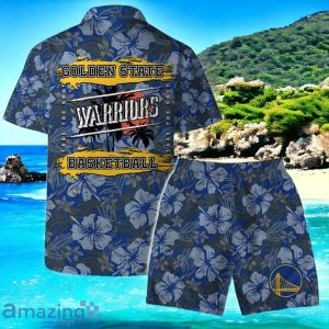 Golden State Warriors Team Logo Pattern Retro Hawaiian Shirt And Short Product Photo 2