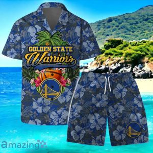 Golden State Warriors Team Logo Pattern Retro Hawaiian Shirt And Short Product Photo 1