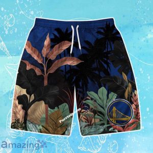 Golden State Warriors Team Logo Pattern Tropical Hawaiian Shirt & Short Product Photo 3