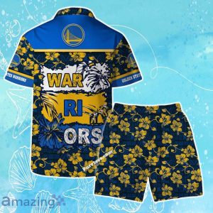 Golden State Warriors Team Logo Pattern Vintage Aloha Hawaiian Shirt & Short Product Photo 2
