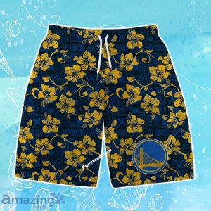 Golden State Warriors Team Logo Pattern Vintage Aloha Hawaiian Shirt & Short Product Photo 3