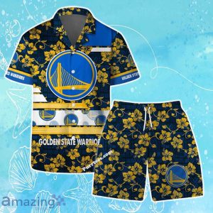 Golden State Warriors Team Logo Pattern Vintage Aloha Hawaiian Shirt & Short Product Photo 1