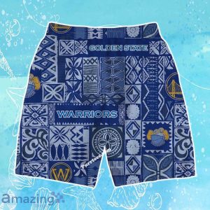 Golden State Warriors Team Logo Tropical Pattern Hawaiian Shirt & Short Product Photo 4