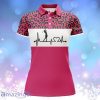 Golf Heartbeat Custom Name Leopard Polo Shirt, Golfing Gifts For Women
